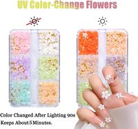 Breloques 3D en acrylique pour ongles, fleurs, strass à dos plat, perles, rose et blanc mélangés, décorations DIY pour manucure, 2 boîtes