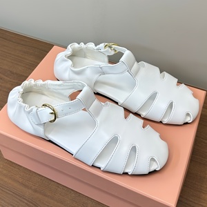 Sandalias de cuña planas transpirables sin cordones para mujer 2026, estilo coreano, cómodas para caminar al aire libre, elegantes y casuales MIUs - Product Image 5