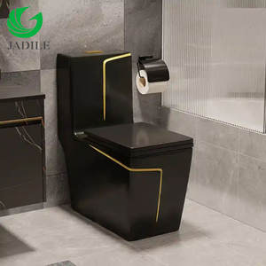 Inodoro Negro Sanitaire Ligne d'Or Céramique Carré Moderne Monté au Sol Armoire à Eau Cuvette de Toilette Noir Wc Toilette - Product Image 1