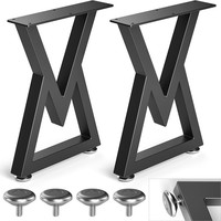 Pieds de meubles en acier carbone noir mat de type X, support de table géométrique, pieds antidérapants, table de cuisine en bois faite à la main DIY