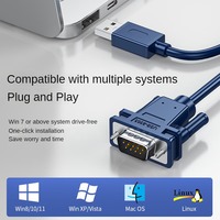 Adaptador de puerto serie USB 2.0 a RS232 de 1,2 metros, color azul oscuro, con cable DB9 (cubierta exterior de PVC, conductor de cobre estañado)