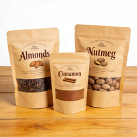 Sachet Doypack en Papier Kraft avec Fenêtre et Fermeture Zip, Biodégradable, Qualité Alimentaire, pour Présentation de Noix et Snacks, Imprimé Personnalisé, Anti-odeur