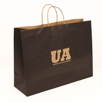 Sacs en papier kraft brun personnalisés à prix abordables pour l'emballage de vêtements avec impression noire