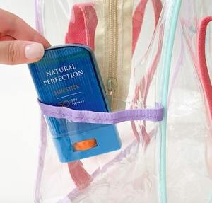 <b>Large</b> Capacity Macaron PVC Swim & Beach <b>Bag</b> Transparent Waterproof Cosmetic & Baby Wash Handbag for Living Room Use - Product Image 1