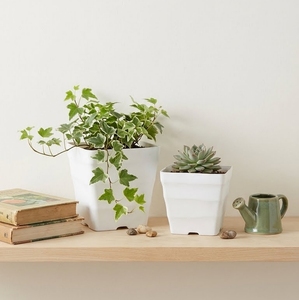 OEM/ODM Custom Logo Accepted by Direct Vietnam Wholesale Minimalist White Wavy Square Plastic Plant <b>Pots</b> for Indoor Gardening - Product Image 2