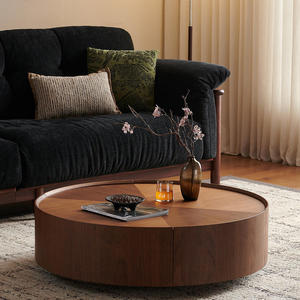 39.3-inch Modern Coffee <b>Tables</b> Circular <b>Walnut</b> Design Decorative Easy Assemble for Living Rooms & Bedrooms - Product Image 2