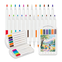 Conception courte pour enfants Pointe fine et pinceau Marqueur de peinture acrylique à base d'eau Couleurs Oem Stylo marqueur de peinture fluorescent liquide