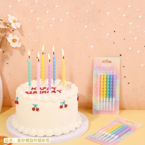 Twisted Spiral Birthday Candles Colorful Macaron Style Cake Decorations <b>Paraffin</b> Material Pack Of 6 - Product Image 3