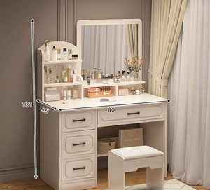 Ensemble de table de <span class=keywords><strong>maquillage</strong></span> et de coiffeuse en bois massif de luxe moderne avec miroir LED sur pied pour chambre <span class=keywords><strong>à</strong></span> coucher, appartement, salon - Product Image 1
