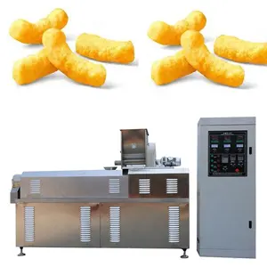 industrial expanded corn puff snacks food production line making machinery twin screw extruder