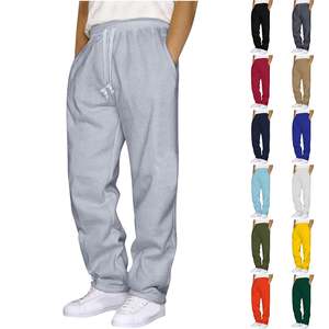 Personalizado abierto inferior de pierna ancha para hombre Pantalones de chándal holgados cordón Atlético Jogger pantalones con bolsillo negro personalizado pantalones de chándal - Product Image 1