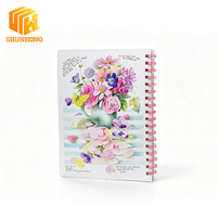 Planificador Semanal Ilustrado Botánico, Encuadernación Wire-O Roja, Interior Floral en Acuarela a Todo Color, Bordes Rojos, Agenda Diaria de Naturaleza