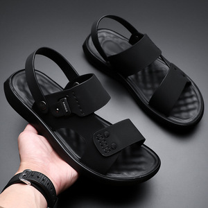 Sandalias Planas para Hombre, Punta Abierta, Parte Superior de PU, Suela de Goma, Transpirables, Casuales, para Verano y Uso al Aire Libre - Product Image 3