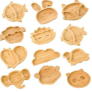 Plateau de service en bois style bambou, motif animaux de dessin animé, pour fruits et pain, utilisation sur table, marque propre - Product Image 1