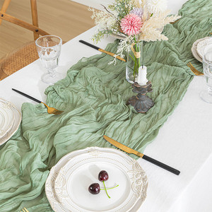 Latest Luxury Cheesecloth runner for Christmas table decor for wedding decoration long Cheesecloth Table runner