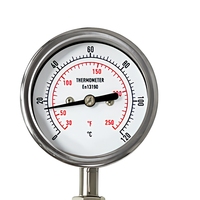 Thermomètre bimétallique SPR 63 mm 0-120 ° Boîtier en acier inoxydable 304 de classe C 1.0 IP65, tige radiale 316 1/4 BSPT