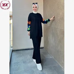 热卖软棉土耳其穆斯林女装优雅刺绣伊斯兰两件套简约风格非洲日用百货