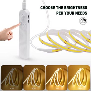 <span class=keywords><strong>Bande</strong></span> lumineuse <span class=keywords><strong>LED</strong></span> à détecteur de mouvement COB 5V alimentée par batterie, installation sans fil, éclairage d'ambiance pour armoires, chevet, escaliers, couloirs - Product Image 4