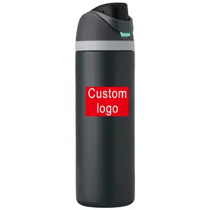 2024 Chaude En Gros Logo Personnalisé Sports Voyage Sulated En Acier Inoxydable Freesip Bouteille D'eau Avec Paille