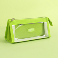 Design de mode transparent PU logo personnalisé sac à crayons unisexe étudiants école oxford fermeture éclair étuis et sacs à crayons