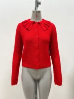 Pull tricoté décontracté à manches longues Lolly Undefined, col à volants personnalisé, couleur rouge chaud de haute qualité, OEM & ODM, pour l'hiver