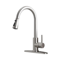 Robinet de cuisine moderne à poignée unique, monté sur le pont, avec cartouche en céramique, acier inoxydable 304, finition nickel brossé à arc haut, robinet pour camping-car
