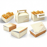 Conteneur alimentaire jetable biodégradable en papier kraft de qualité alimentaire pour poulet frit, boîte à lunch avec laminage mat et logo