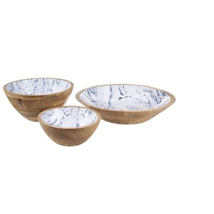 Acacia Wood Fruit & Salad Wooden Bowl Sticker Enamel Printed Handmade Serving Bowl for Hotel & Restaurant Wholesale - Product Image 2