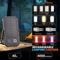 Lampe de travail solaire rechargeable à LED lampe de poche magnétique avec crochet 10000 MAh pour la chasse Camping randonnée réparation