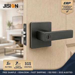 Matt <strong>Black</strong> Zinc Alloy <strong>Door</strong> Handle Lock Set Lock <strong>Knob</strong> Interior Room <strong>Door</strong> Lock Handle Set Latch 3 Keys Included - Product Image 2