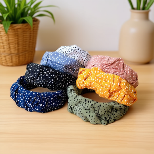 Fascia per capelli annodata con stampa a pois, elastica, accessorio moda donna Rif. 43918 - Product Image 2