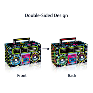 Huancai 80s Novelty <strong>Boom</strong> Favor Box Retro Radio Cassette Candy Treat Boxes Paper Gift Cake Goodies Box for Hip Hop Party Supplies - Product Image 2
