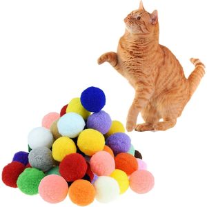 Shizhoo – boules à pompons pour chats, jouet d'entraînement interactif en peluche douce, couleurs assorties, ensemble de balles légères - Product Image 1