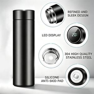 Bouteille d'eau intelligente à température contrôlée 500 ml en acier inoxydable 304 avec affichage LED, tasse thermos à double paroi isolée sous vide, gourde de voyage - Product Image 4