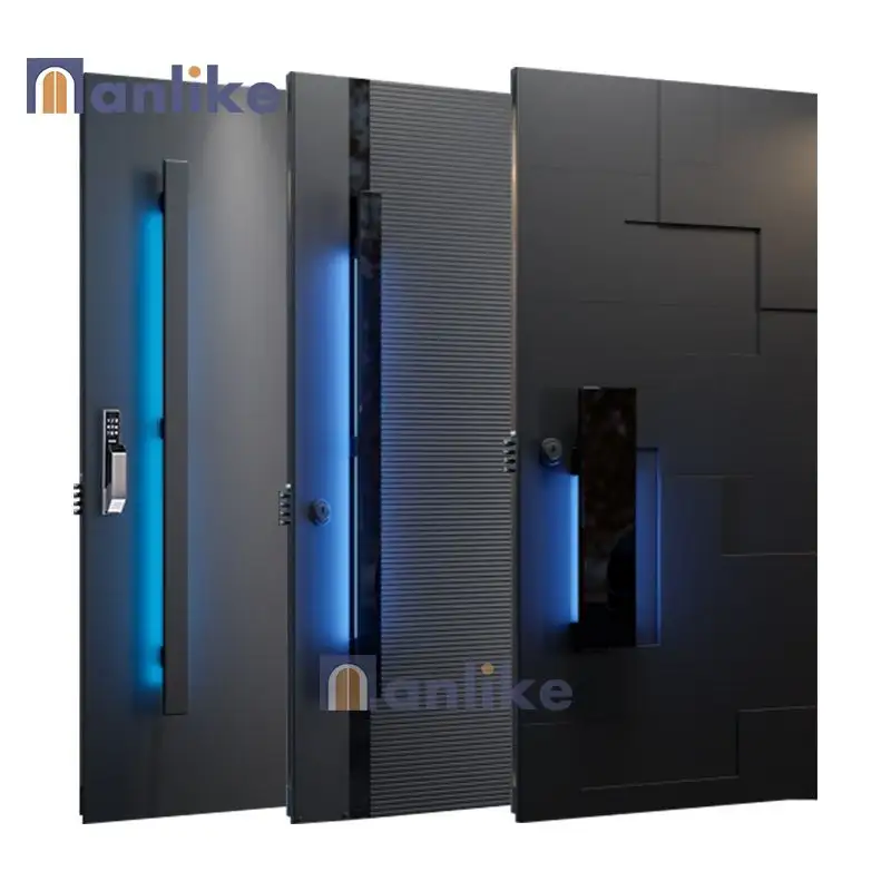Anlike Modern tasarım dekoratif mükemmellik kalite alüminyum ön kapı akıllı kilit giriş güvenlik siyah kapılar