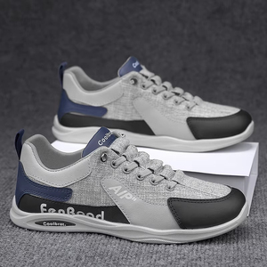 Mens Breathable Textile Casual Sneakers Lightweight Lace-Up Walking <b>Shoes</b> <b>Comfortable</b> Non-slip Soft Sole Footwear for Daily Wear - Product Image 2