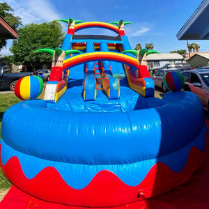Coloré Double Voie Toboggan Château Ballon <span class=keywords><strong>Palmier</strong></span> Château Gonflable D'été En Plein Air Gonflable Toboggans Piscine pour Enfants - Product Image 3