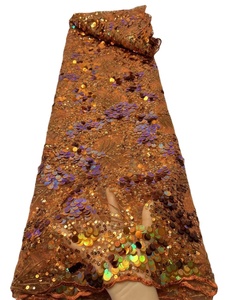 Tela de encaje con lentejuelas grandes, bordado 3D de lujo, malla francesa con cuentas, gasa suiza, encaje de secuencia para vestido de fiesta - Product Image 2