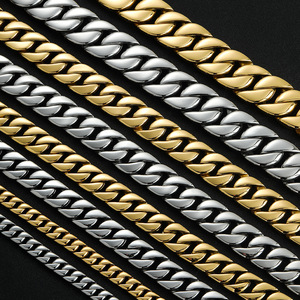 Collar de Cadena Cubana Ancha y Brillante, Cadena de Acero Inoxidable, Collar Estilo Hip-hop, Cadena Cubana de Gran Peso, Moda Tanjing - Product Image 2