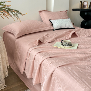 Ensemble de literie d'été en jacquard rose fleur de cerisier, 100% coton, style princesse - Product Image 2