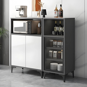 Aparador Moderno de Madera de Nogal con Puertas de Vidrio y Cajones, Mueble de Almacenamiento para Sala de Estar, Ecológico, de Gran Capacidad - Product Image 3
