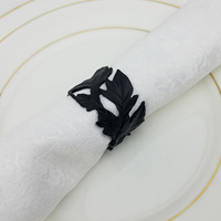 Set di 4 Portatovaglioli a Forma di Foglia in Lega di Zinco Oro Rosa - Ecologico, per Matrimoni e Feste, Disponibile