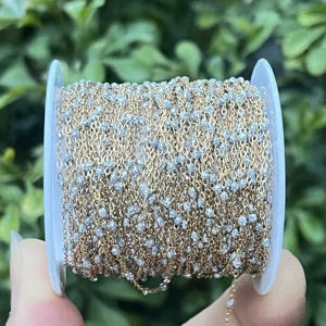 NUOVO Catenina a <span class=keywords><strong>Rosario</strong></span> Personalizzabile in Acciaio Inossidabile con Perline a Sfera Smaltate Glitterate e Catenina Piatta a Cavo, Vendita all'Ingrosso in Rotoli - Product Image 2