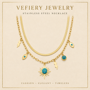 Collier superposé doré éclatant pour femme, idéal pour les festivals et les vacances, vente en gros directe usine - Product Image 1