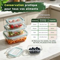 4-delige Borosilicaat glazen voedselcontainers met deksels, waterdicht & stapelbaar, geschikt voor vriezer, oven & magnetron