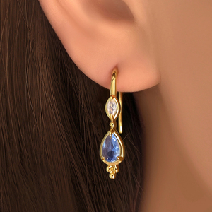 Boucles d'oreilles hypoallergéniques pour femmes, accessoires en zircon cubique pavé, plaquées or 18 carats - Product Image 3
