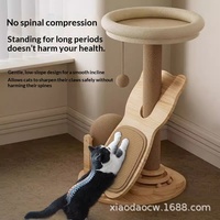 Griffoir pour chat en sisal multifonctionnel, arbre à chat, lit de repos, jouet à bille rotative, durable, sans peluches, gain de place, pour usage domestique