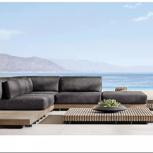 Haut <span class=keywords><strong>de</strong></span> gamme nordique <span class=keywords><strong>jardin</strong></span> solide teck Module canapé ensemble plage Villa canapé Table Resort mobilier d'extérieur - Product Image 3