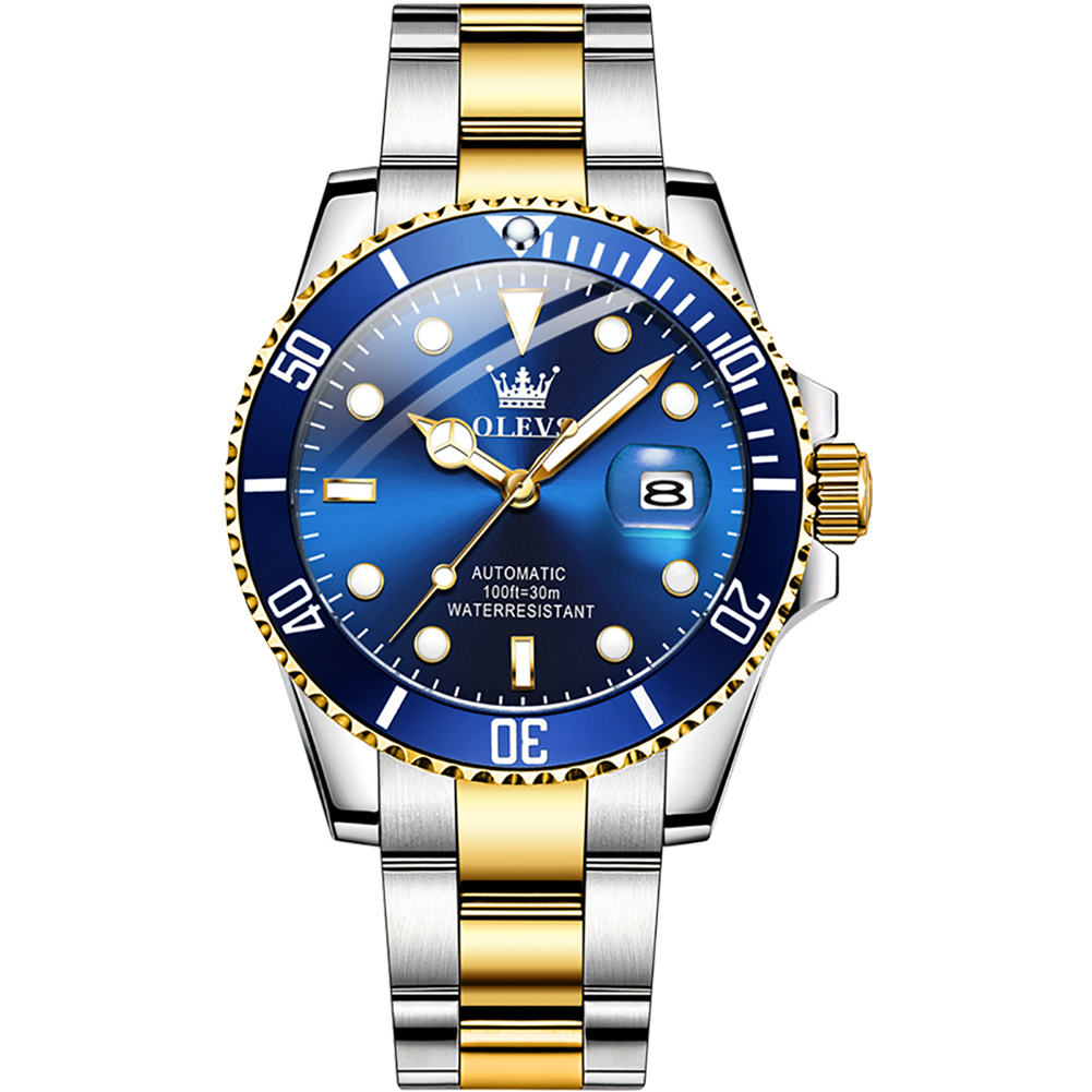 silver gold-blue dial