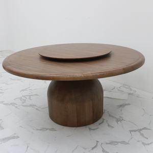 <span class=keywords><strong>Table</strong></span> à manger avec plateau en bois massif rotatif, finition noyer, fournie par l'usine - Product Image 2